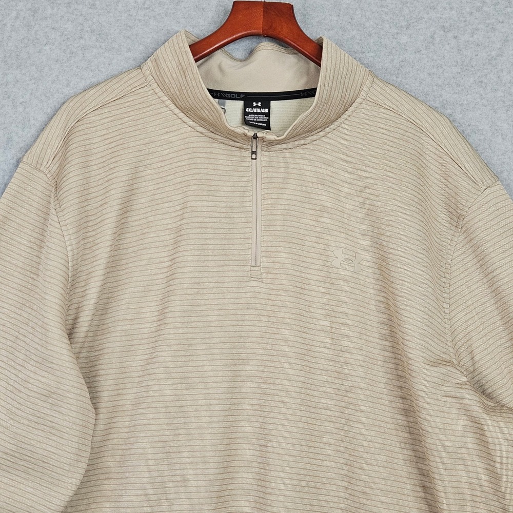 Under Armour Storm SweaterFleece Quarter-Zip Golf Pullover Beige Mens 4XL New